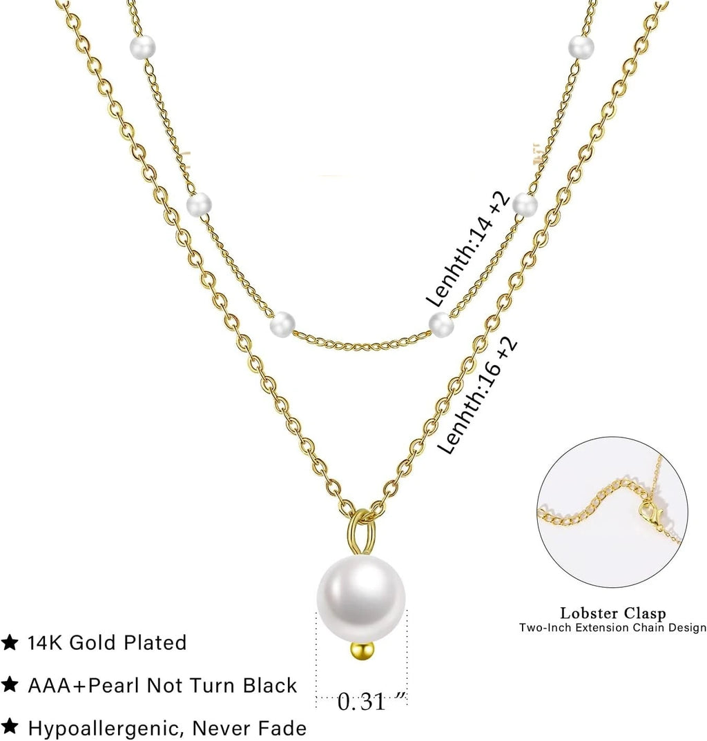 Layered Gold Pearl Necklace