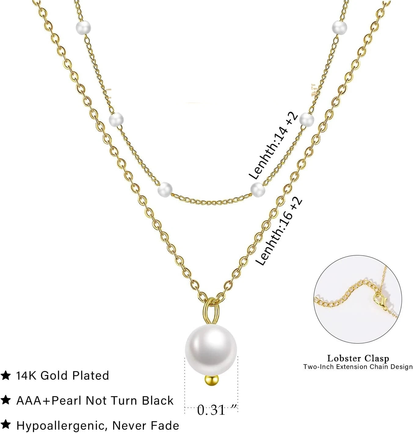Layered Gold Pearl Necklace