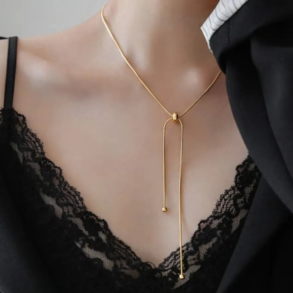 Snake Chain Y-Necklace with Pendant