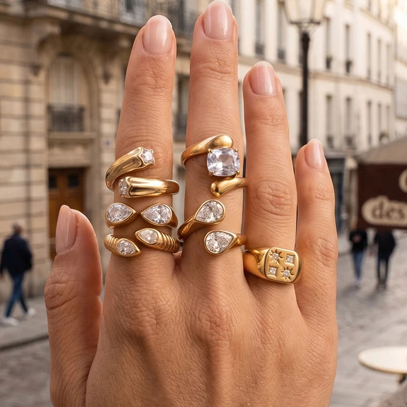 Snake Geometric Zirconia Ring