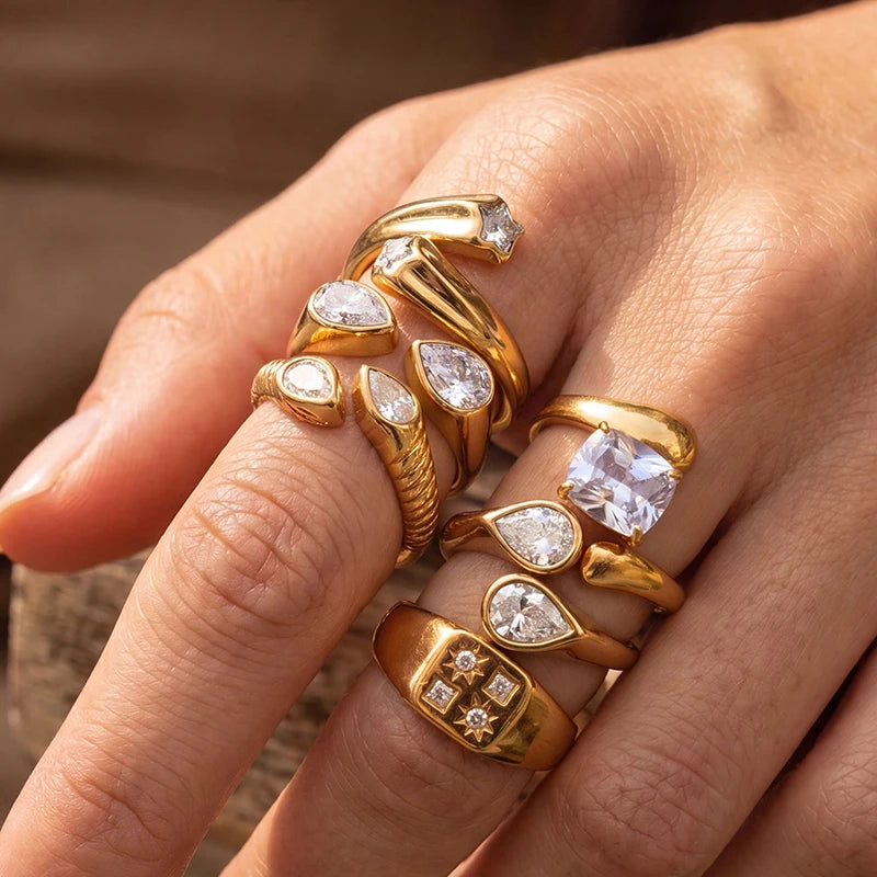 Snake Geometric Zirconia Ring