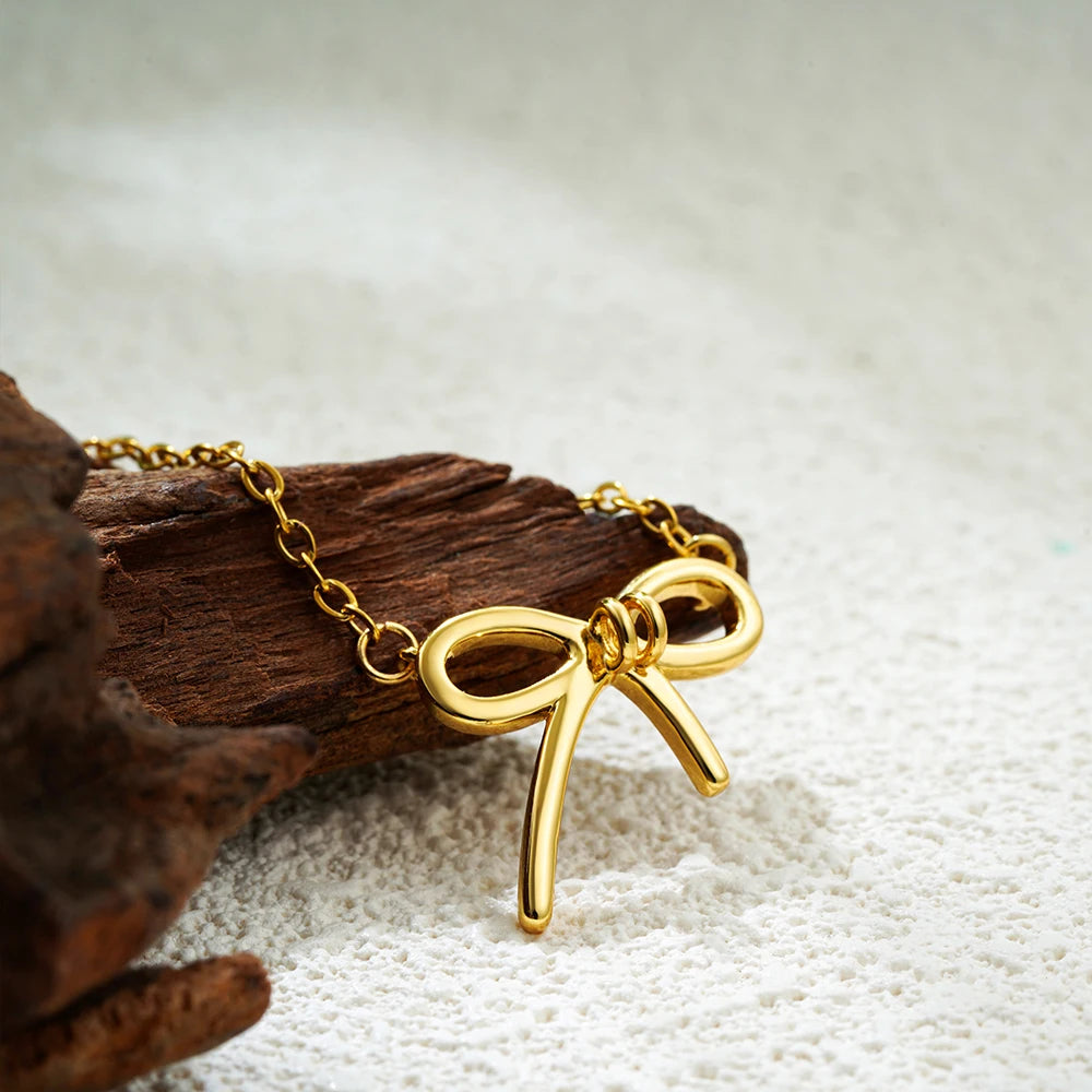 Gold Bow Knot Choker Necklace
