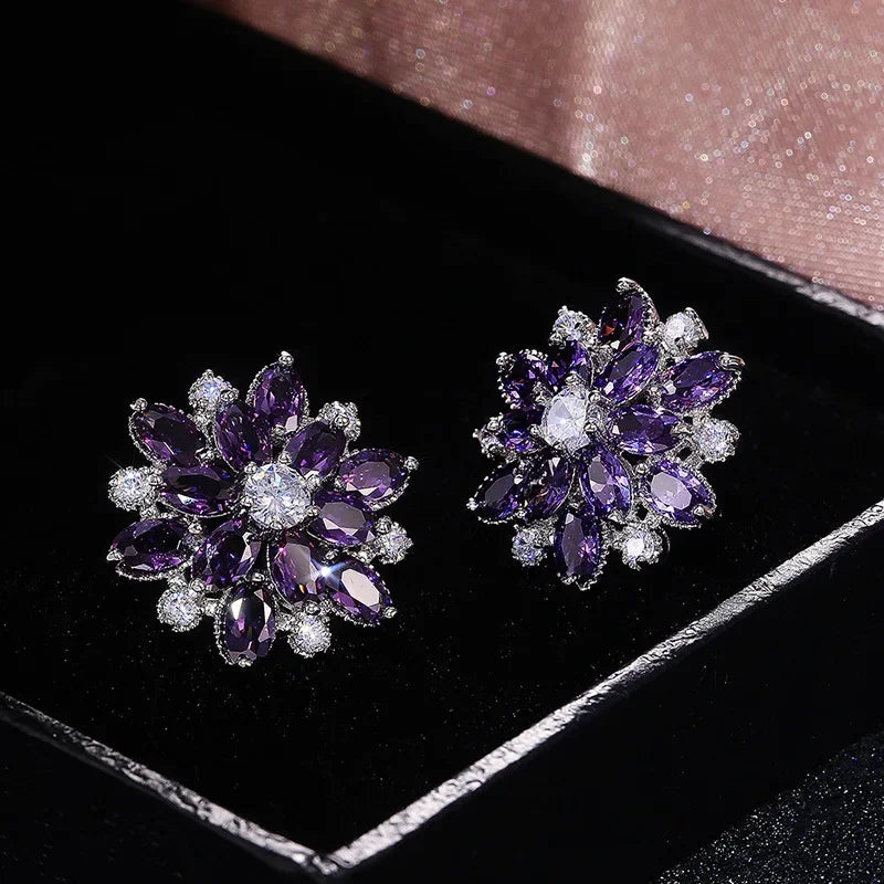 Crystal Flower Stud Earrings