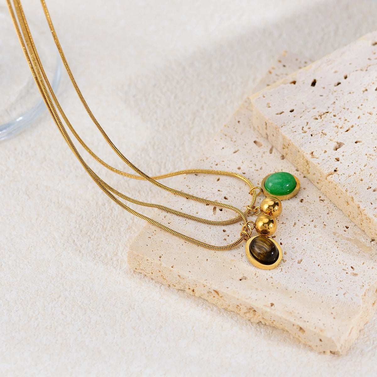 Tiger's Eye Stone Pendant Necklace