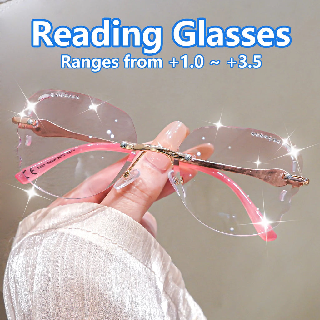 Rhinestone Rimless Reading Glasses