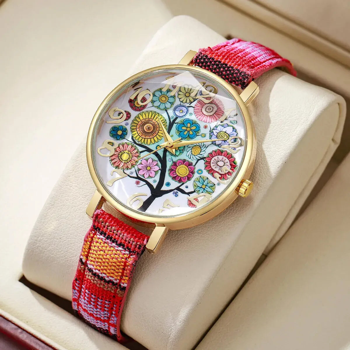 Vintage Floral Strap Watch