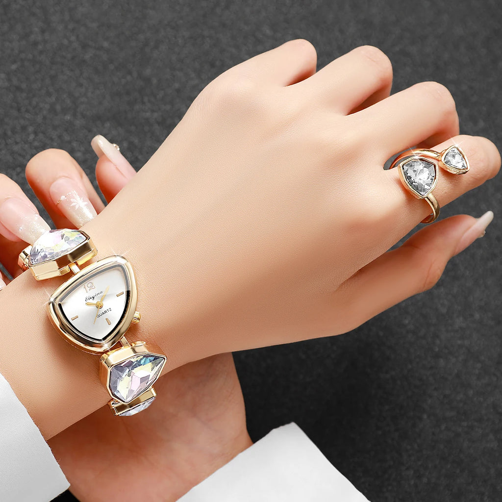 Rhinestone Bracelet Watch Set