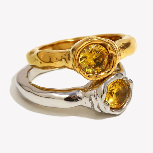 Champagne Zircon Thin Ring