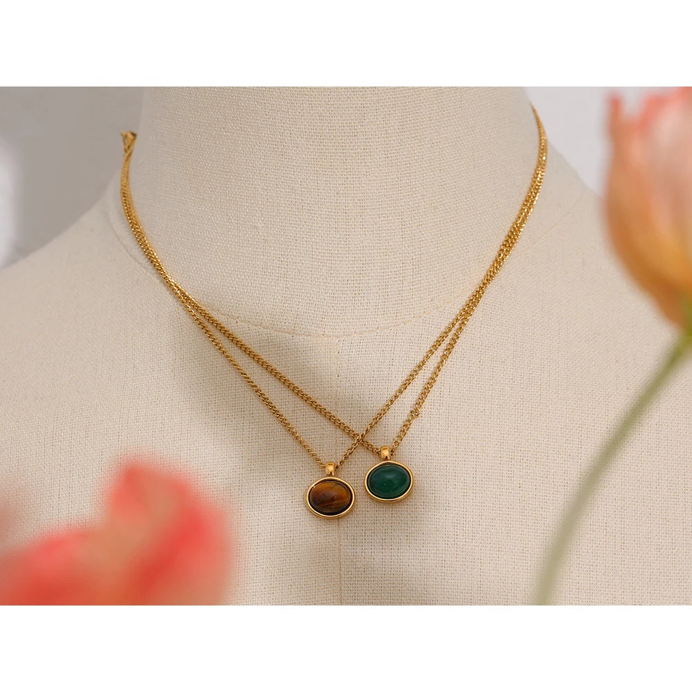 Green Agate Stone Necklace