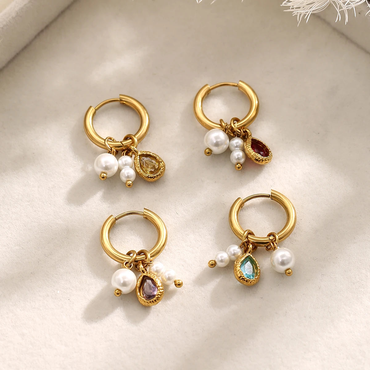 Vintage Pearl Hoop Earrings