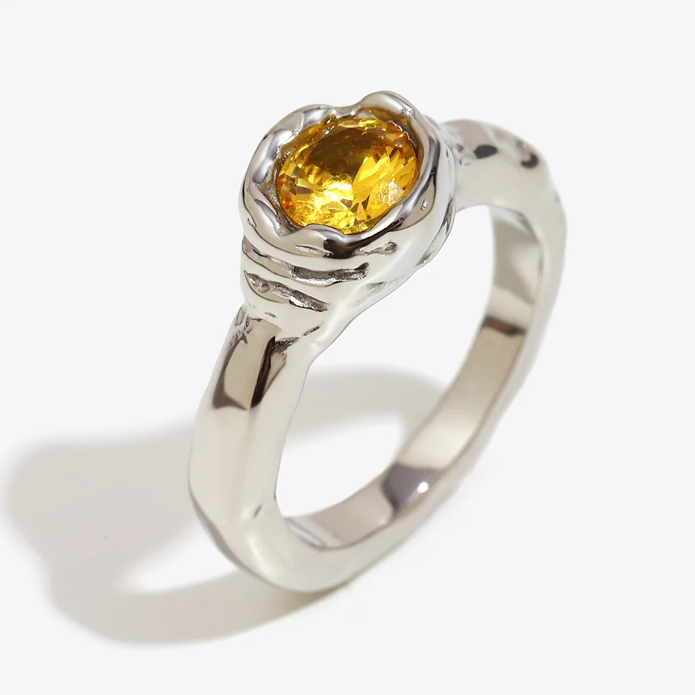 Champagne Zircon Thin Ring