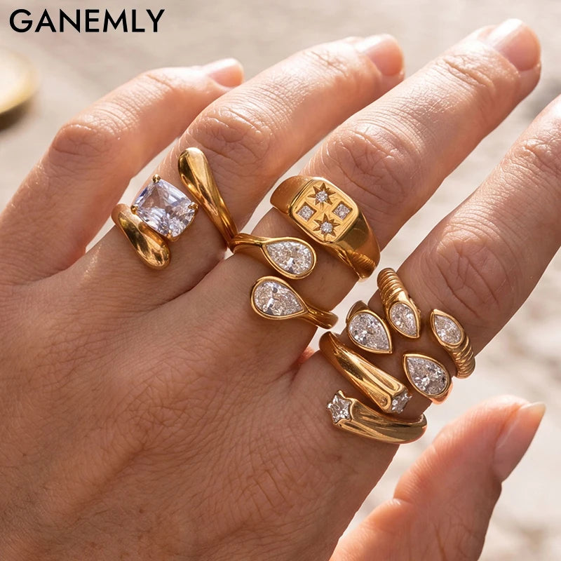 Snake Geometric Zirconia Ring