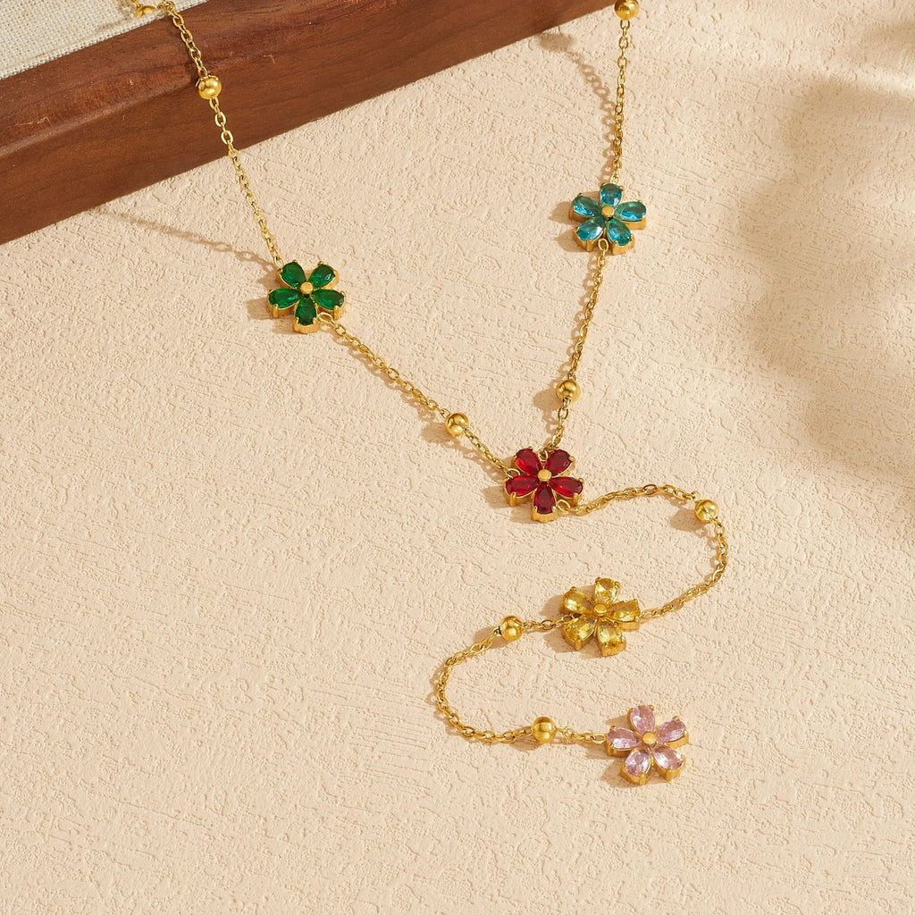 Five-Petal Flower Y-Necklace