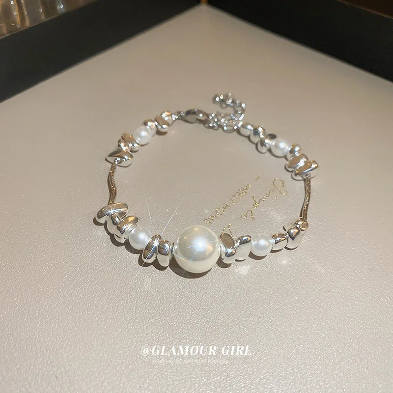 Pearl Zircon Pull-Chain Bracelet