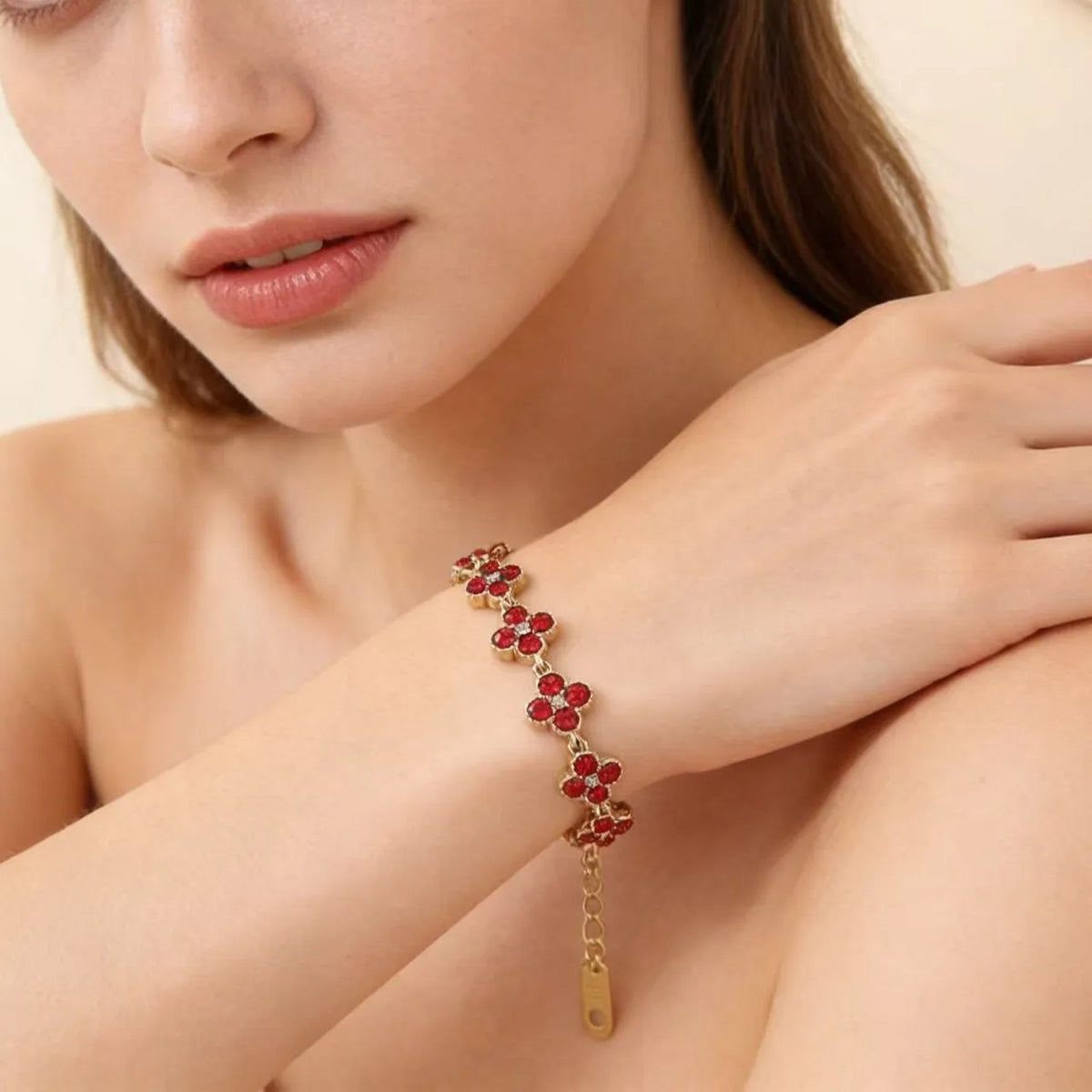 Four-Leaf Clover CZ Flower Bracelet