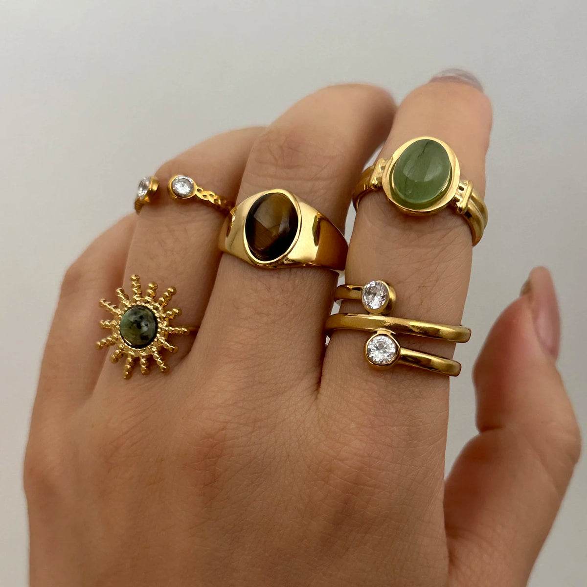 Vintage Sunburst Ring Set (6pcs)