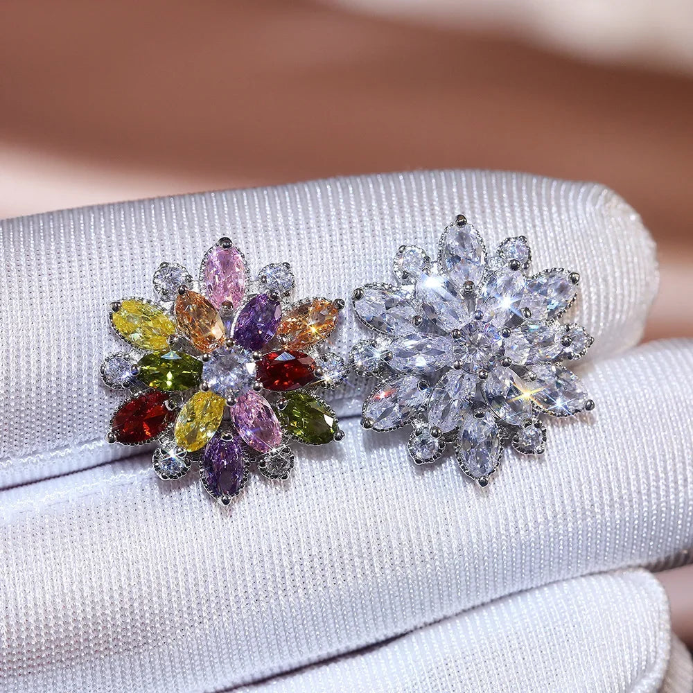 Crystal Flower Stud Earrings