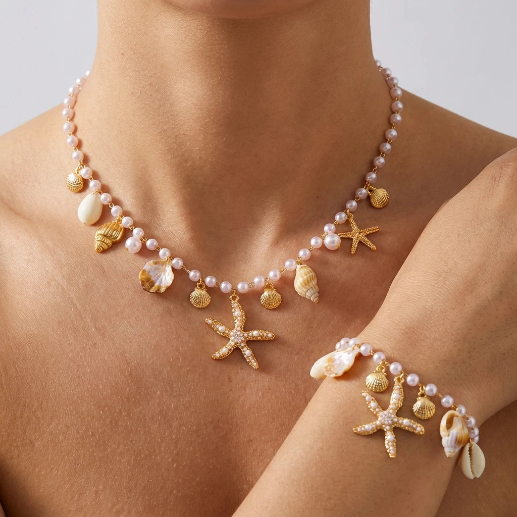 Starfish Pearl Jewelry Set