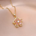 Zircon Flower Pendant Necklace
