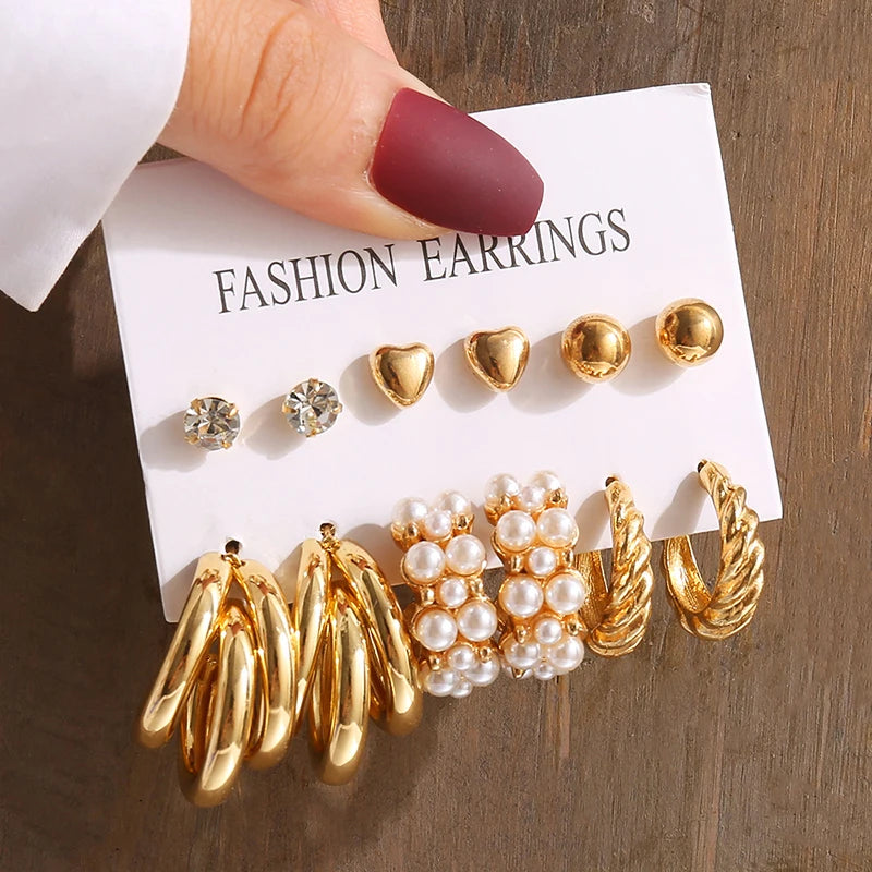Geometric Pearl Dangle Earrings