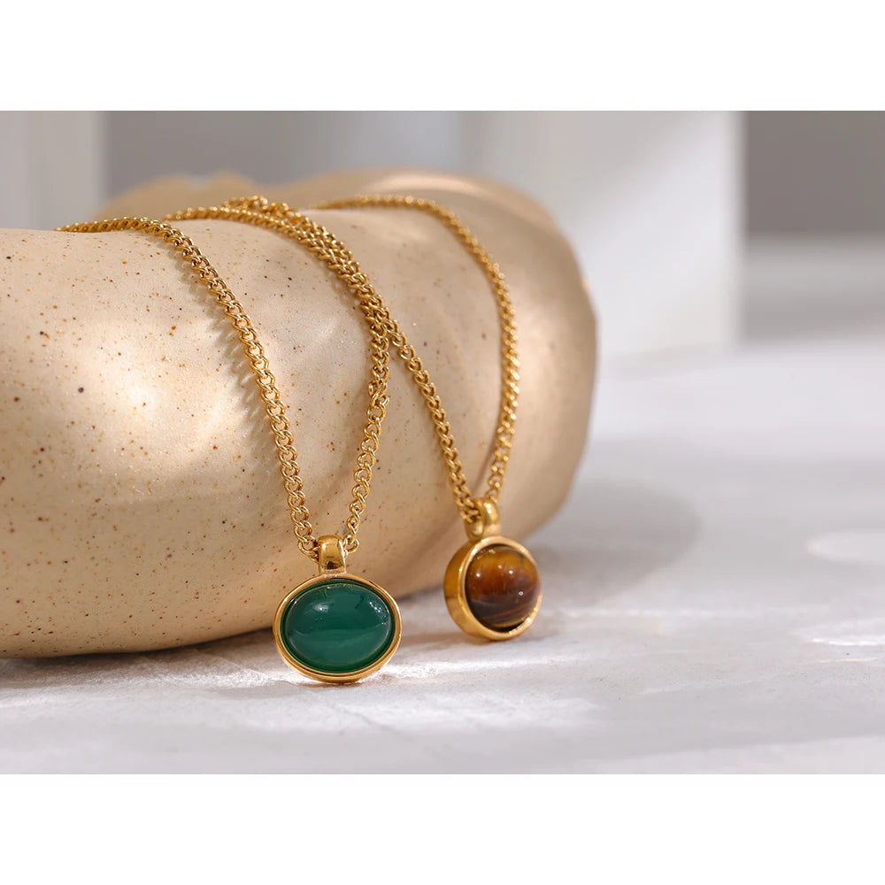 Green Agate Stone Necklace