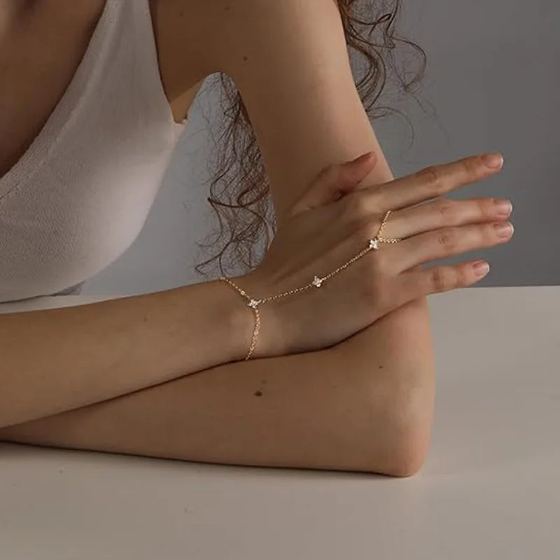 Leaf Chain Ring Bracelet