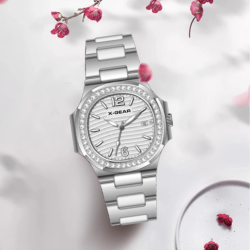 Rhinestone Steel-Band Watch