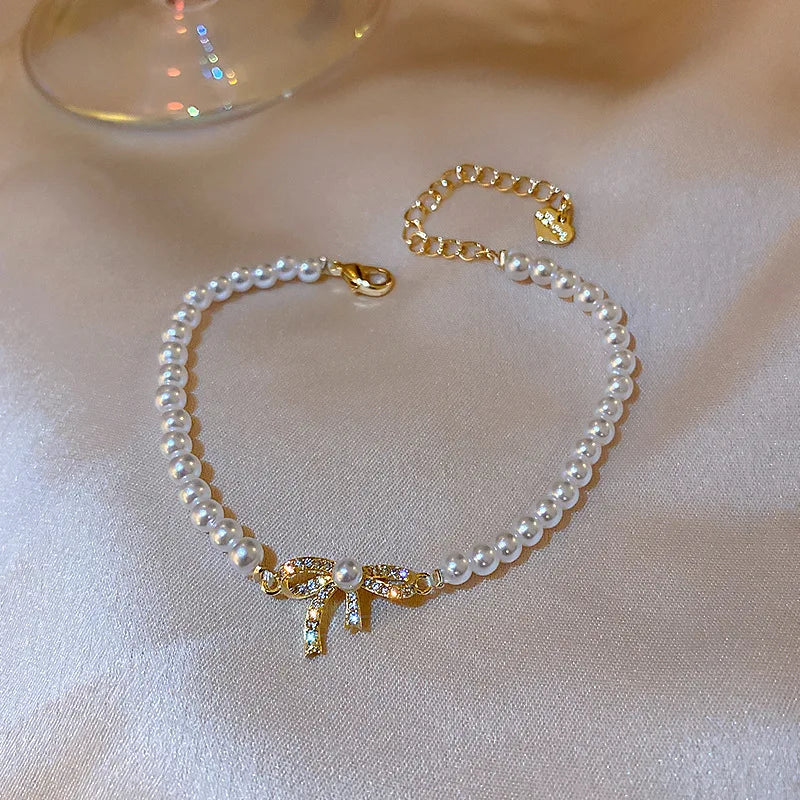 Pearl Zircon Pull-Chain Bracelet