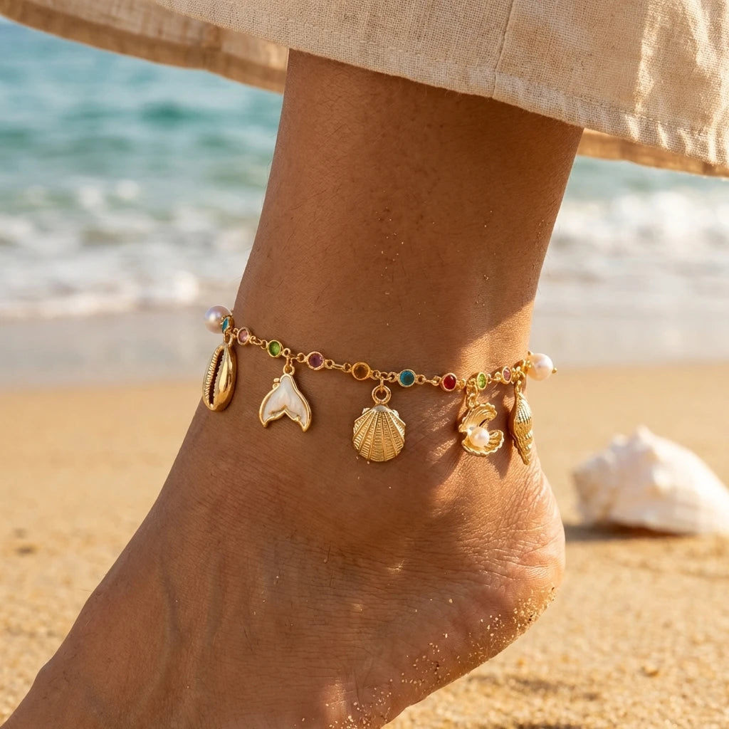 Starfish Shell Beach Anklet