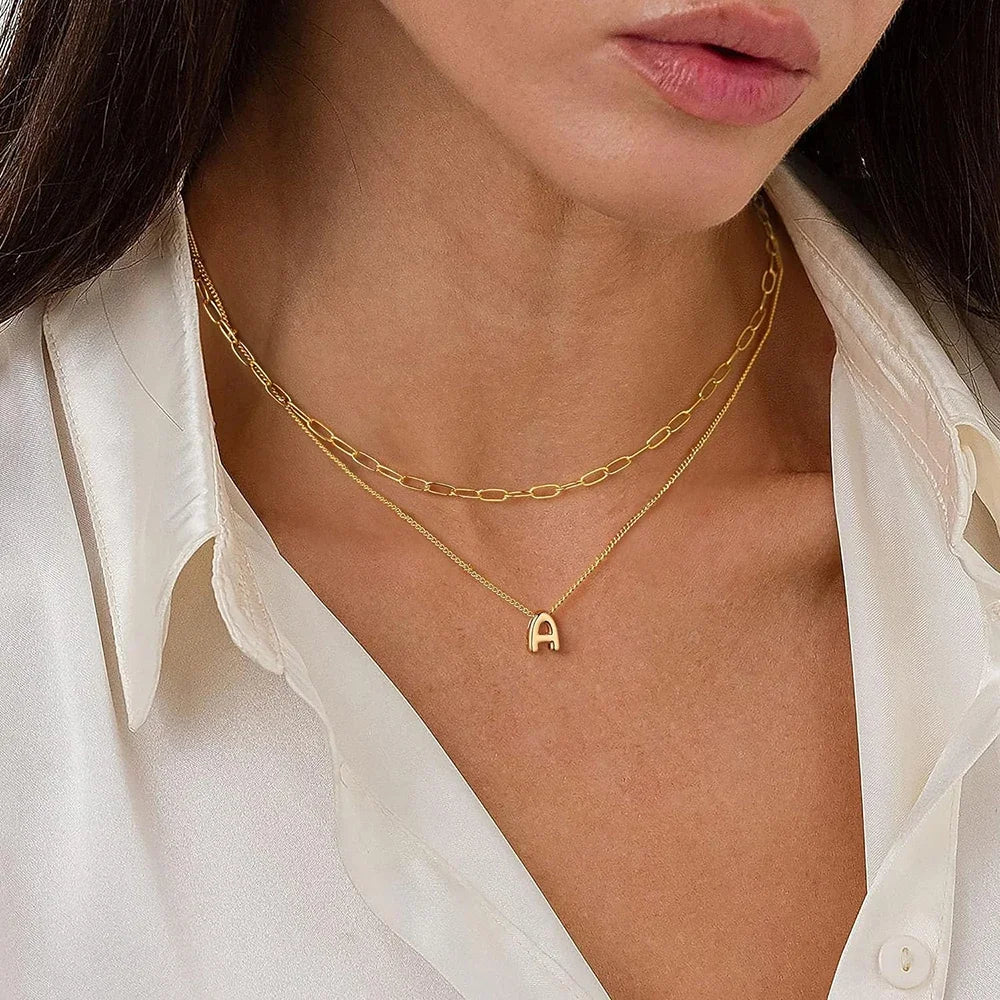 Bubble Initial Letter Necklace