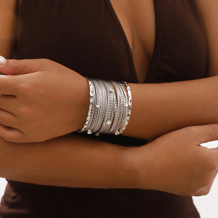 Multilayer Wire Cuff Bangle