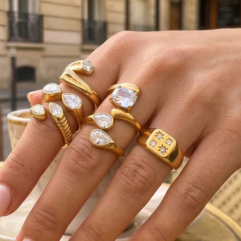 Snake Geometric Zirconia Ring
