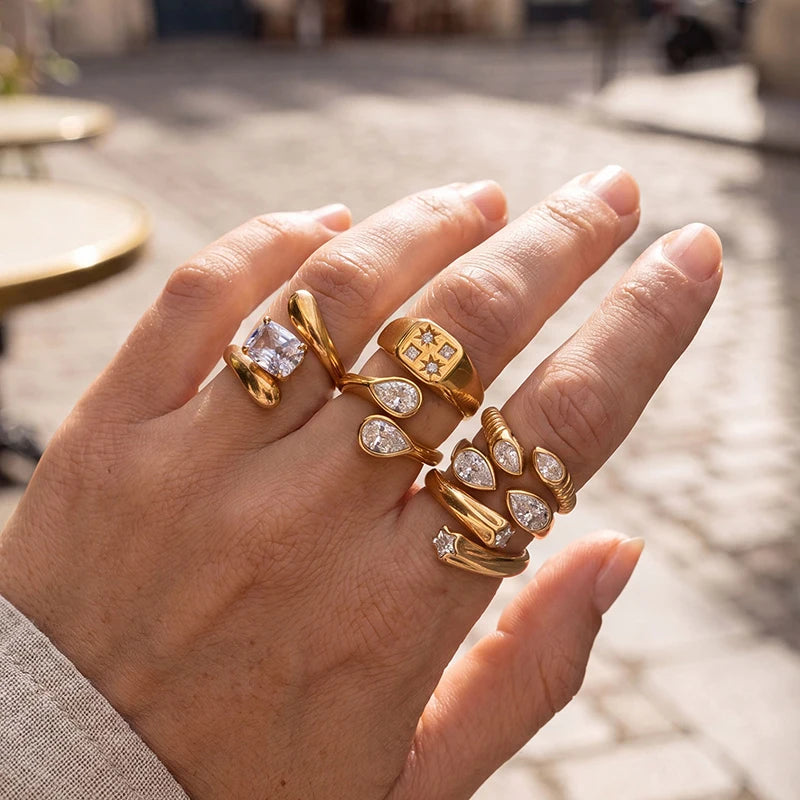 Snake Geometric Zirconia Ring