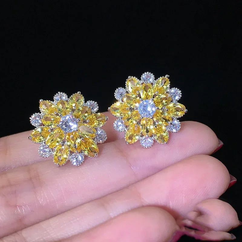 Crystal Flower Stud Earrings